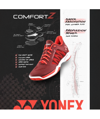 Yonex Power Cushion Comfort Z3 (Dark Red) Court Shoe 2024 Vous souhaitez 