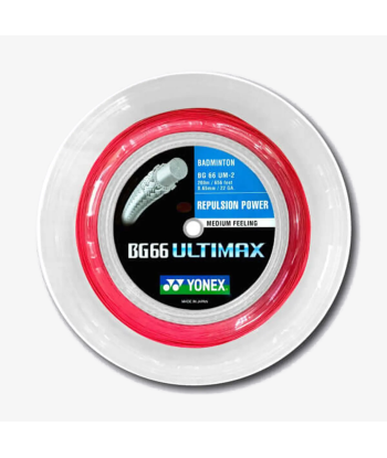 Yonex BG 66 Ultimax 200m Badminton String (Red) Fin de série